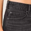 Short mini din denim negru spalat cu talie joasa Short mini din denim negru spalat cu talie joasa
