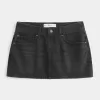 Short mini din denim negru spalat cu talie joasa Short mini din denim negru spalat cu talie joasa