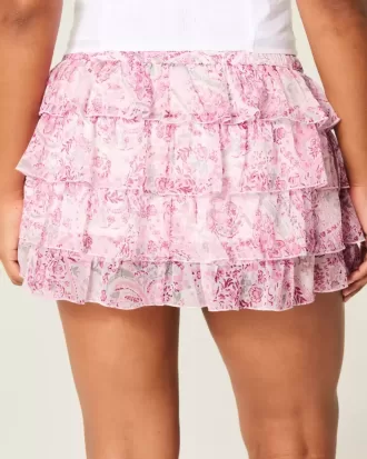 Short mini din șifon cu etaje Short mini din șifon cu etaje