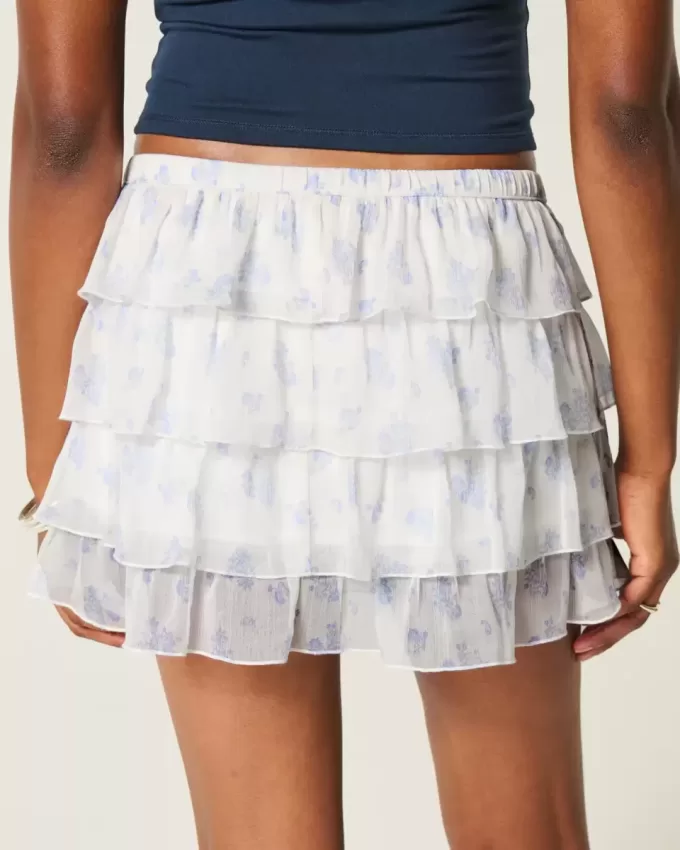 Short mini din șifon cu etaje Short mini din șifon cu etaje