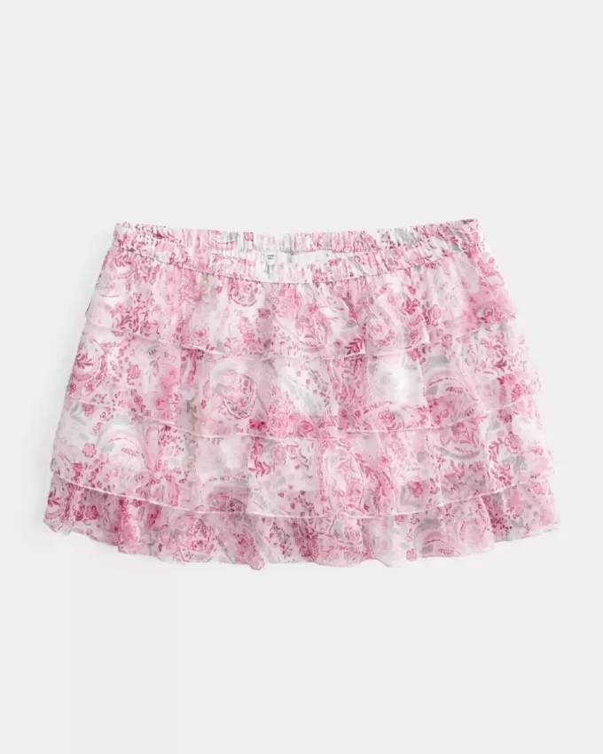 Short mini din șifon cu etaje Short mini din șifon cu etaje