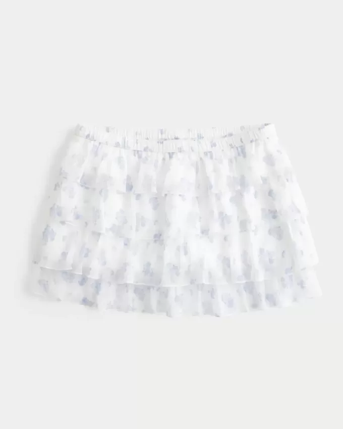 Short mini din șifon cu etaje Short mini din șifon cu etaje