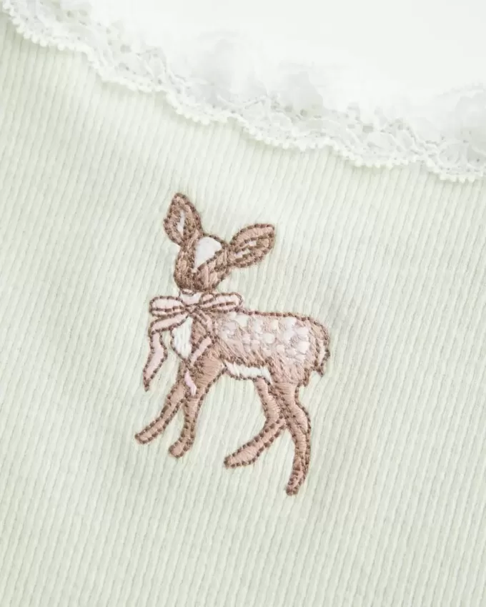 Tanc cu dantelă Deer Graphic