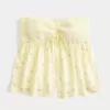 Top Babydoll cu bust smocked ușor fără bretele Top Babydoll cu bust smocked ușor fără bretele