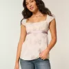 Top Babydoll cu cravată ușoară din satin Top Babydoll cu cravată ușoară din satin