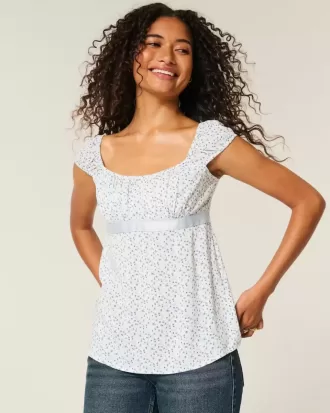 Top Babydoll cu cravată ușoară din satin