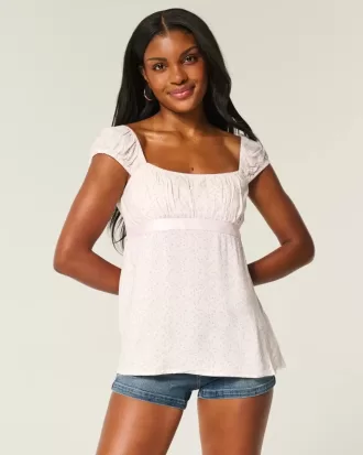 Top Babydoll cu cravată ușoară din satin