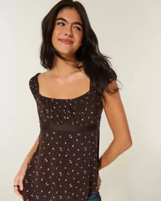 Top Babydoll cu cravată ușoară din satin