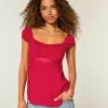 Top Babydoll cu cravată ușoară din satin Top Babydoll cu cravată ușoară din satin