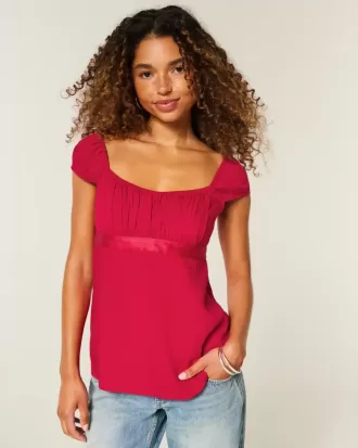 Top Babydoll cu cravată ușoară din satin