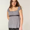 Top Babydoll cu cravată ușoară din satin Top Babydoll cu cravată ușoară din satin