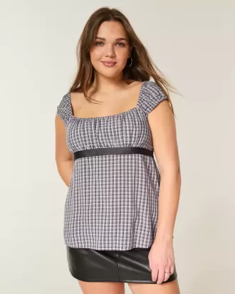 Top Babydoll cu cravată ușoară din satin