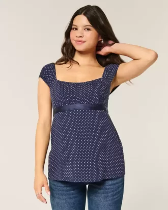 Top Babydoll cu cravată ușoară din satin