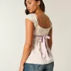 Top Babydoll cu cravată ușoară din satin Top Babydoll cu cravată ușoară din satin