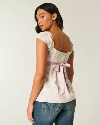 Top Babydoll cu cravată ușoară din satin