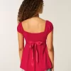 Top Babydoll cu cravată ușoară din satin Top Babydoll cu cravată ușoară din satin