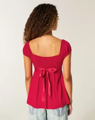 Top Babydoll cu cravată ușoară din satin