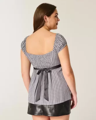 Top Babydoll cu cravată ușoară din satin