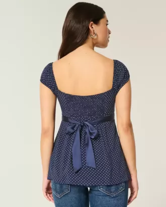 Top Babydoll cu cravată ușoară din satin