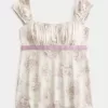 Top Babydoll cu cravată ușoară din satin Top Babydoll cu cravată ușoară din satin