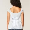Top Babydoll cu cravată ușoară din satin