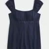 Top Babydoll cu cravată ușoară din satin Top Babydoll cu cravată ușoară din satin