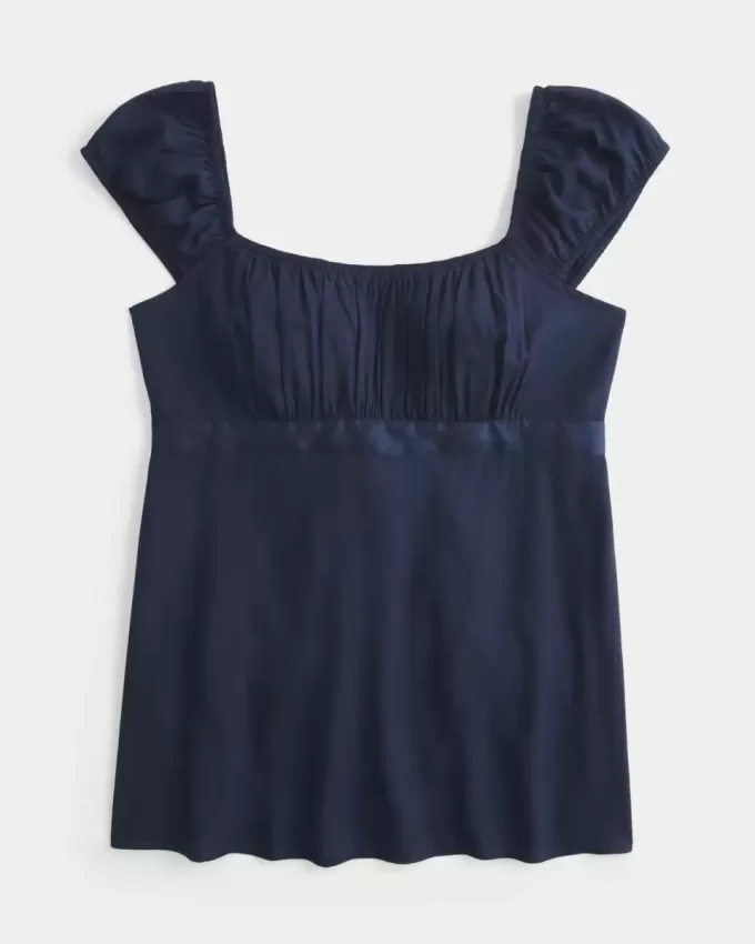 Top Babydoll cu cravată ușoară din satin Top Babydoll cu cravată ușoară din satin