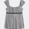 Top Babydoll cu cravată ușoară din satin Top Babydoll cu cravată ușoară din satin