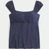 Top Babydoll cu cravată ușoară din satin