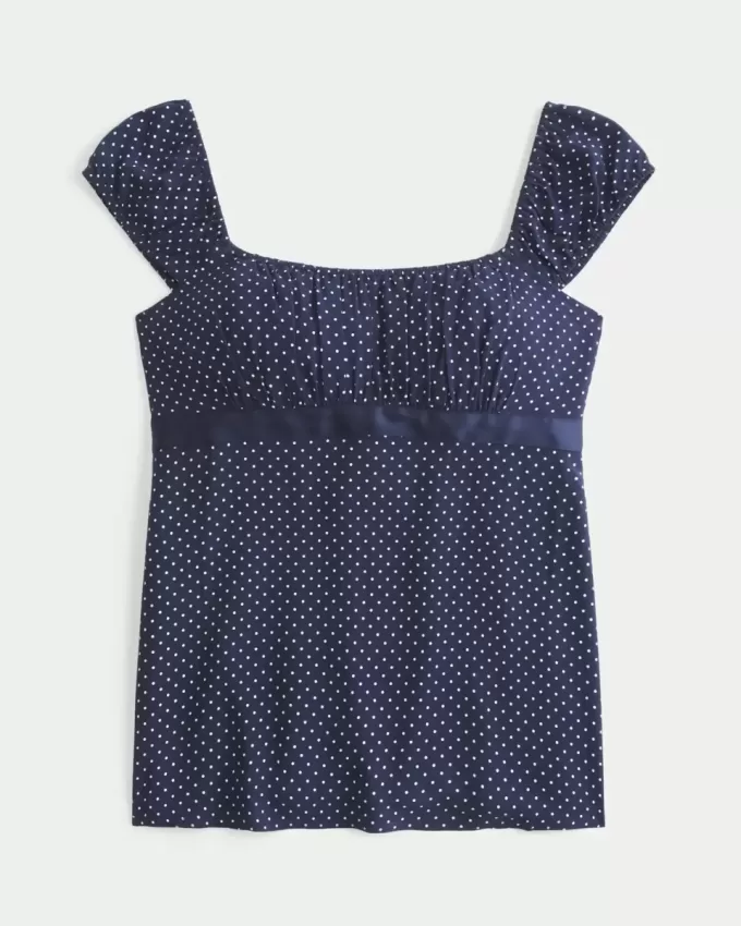 Top Babydoll cu cravată ușoară din satin