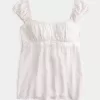 Top Babydoll cu cravată ușoară din satin Top Babydoll cu cravată ușoară din satin