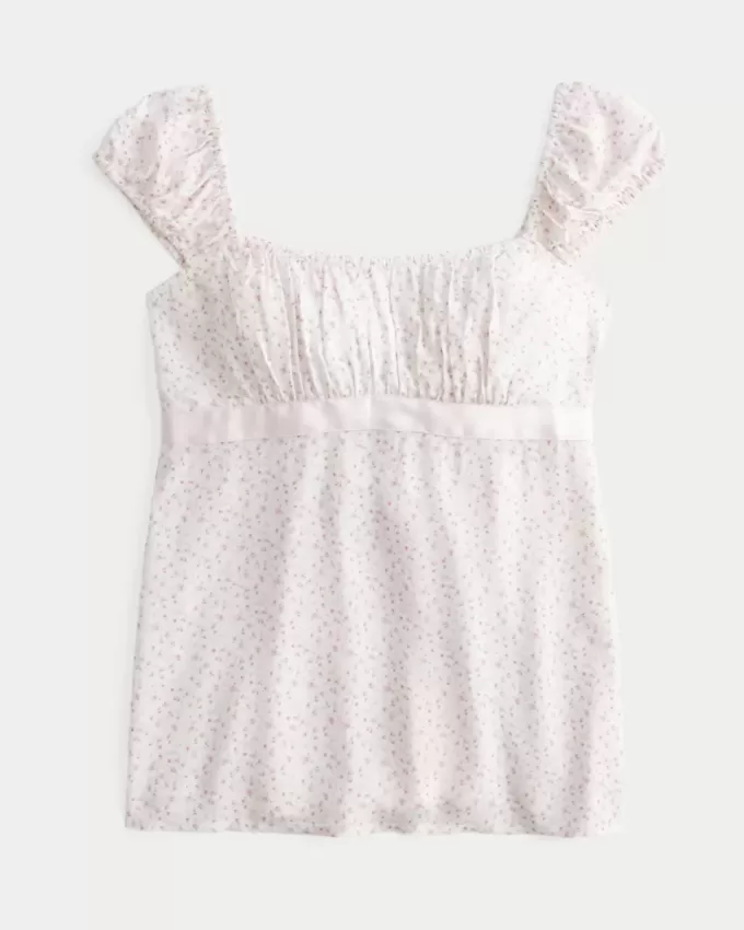 Top Babydoll cu cravată ușoară din satin Top Babydoll cu cravată ușoară din satin