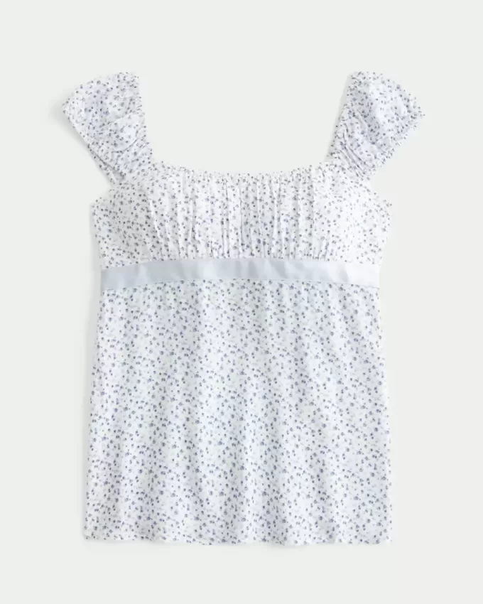 Top Babydoll cu cravată ușoară din satin