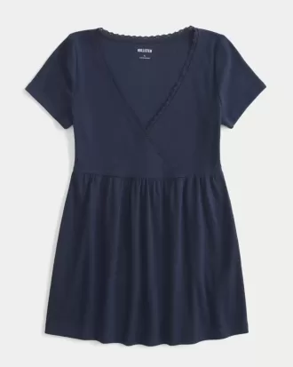 Top Babydoll cu mâneci scurte și cu dantelă