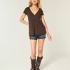 Top Babydoll cu mâneci scurte și cu dantelă Top Babydoll cu mâneci scurte și cu dantelă