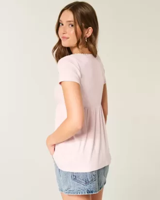 Top Babydoll cu mâneci scurte și cu dantelă