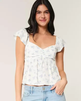 Top Babydoll cu mâneci ușoare