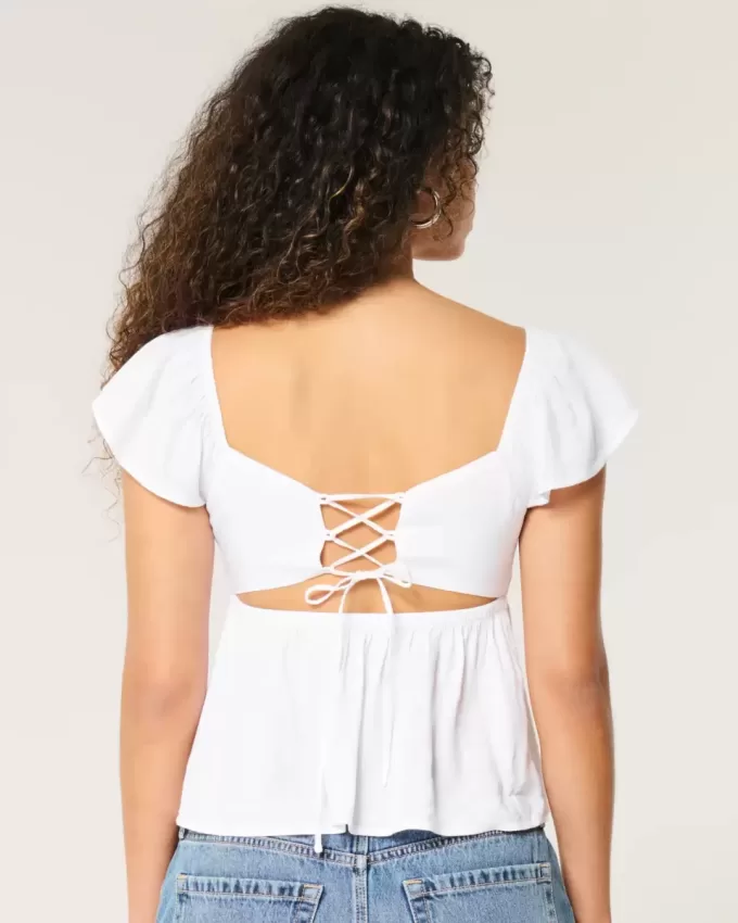 Top Babydoll cu mâneci ușoare