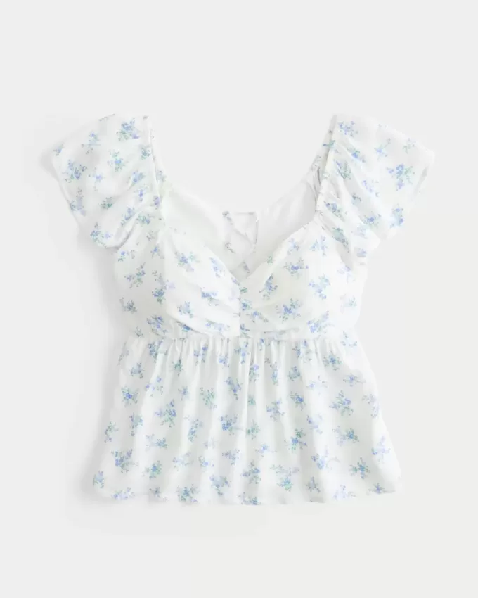 Top Babydoll cu mâneci ușoare