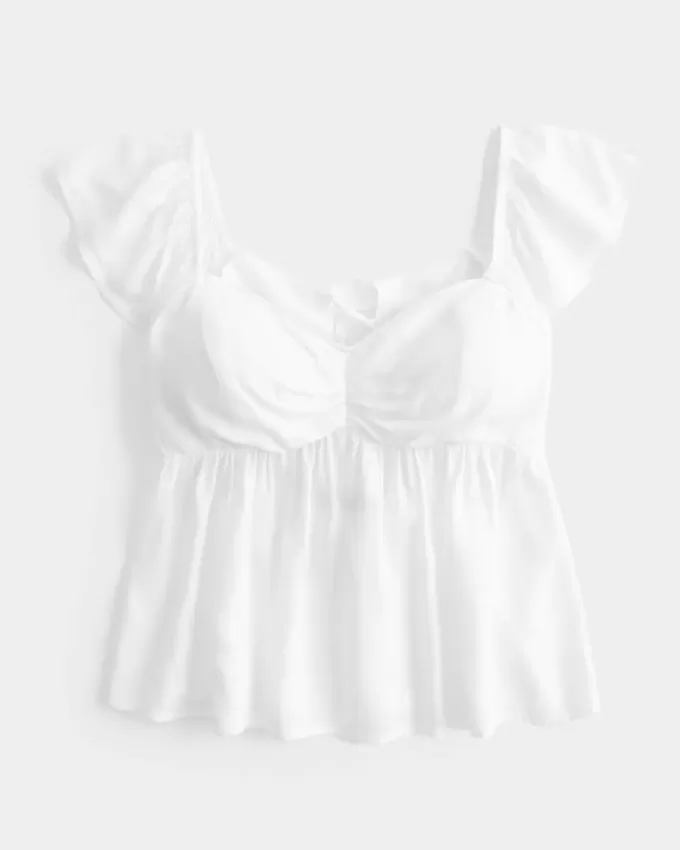 Top Babydoll cu mâneci ușoare
