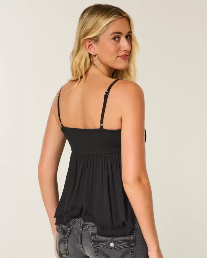 Top Babydoll cu împânzire ușor Top Babydoll cu împânzire ușor