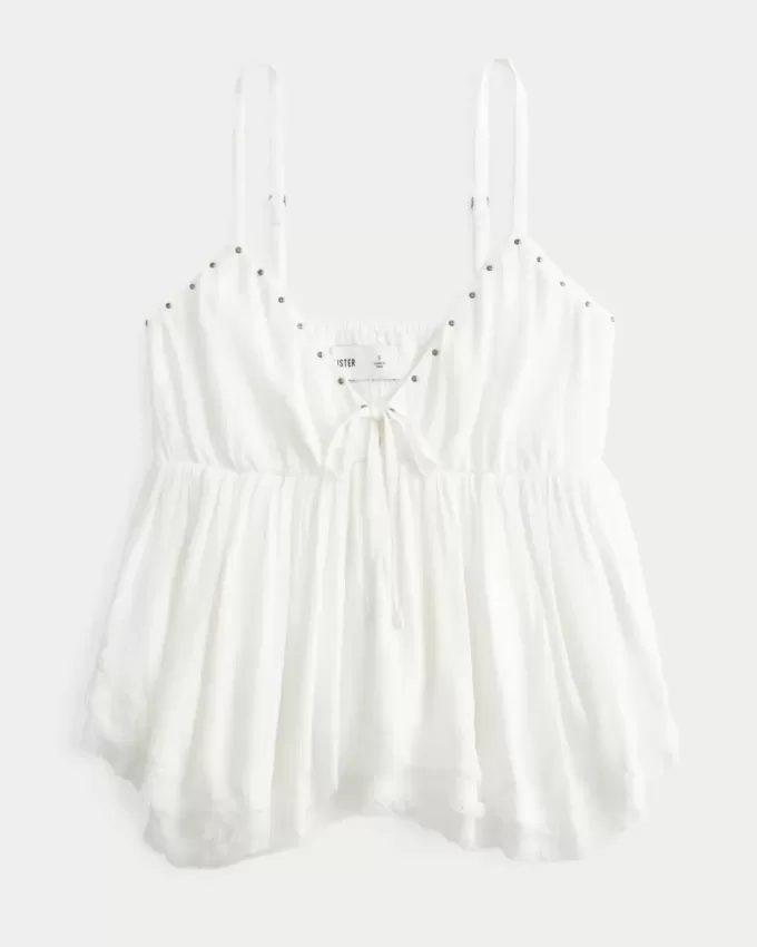 Top Babydoll cu împânzire ușor Top Babydoll cu împânzire ușor