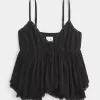 Top Babydoll cu împânzire ușor Top Babydoll cu împânzire ușor