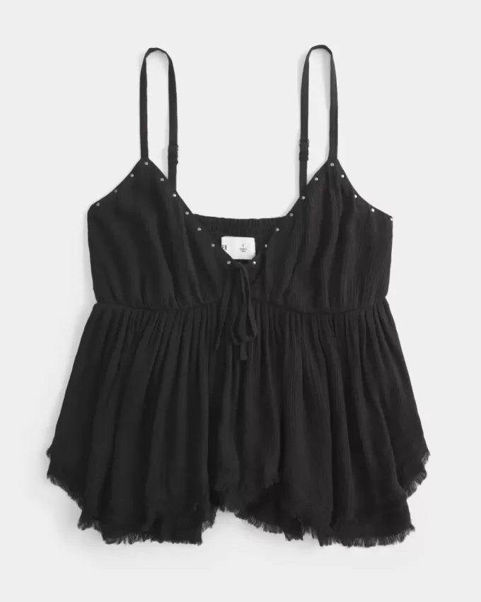 Top Babydoll cu împânzire ușor Top Babydoll cu împânzire ușor