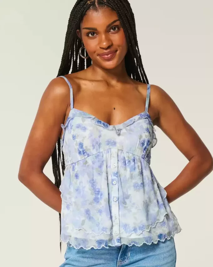 Top Babydoll din șifon ușor