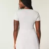 Top Babydoll Henley cu maneci scurte