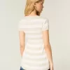 Top Babydoll Henley cu maneci scurte