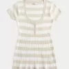 Top Babydoll Henley cu maneci scurte