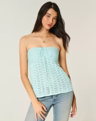 Top Babydoll în stil croșetat, fără bretele