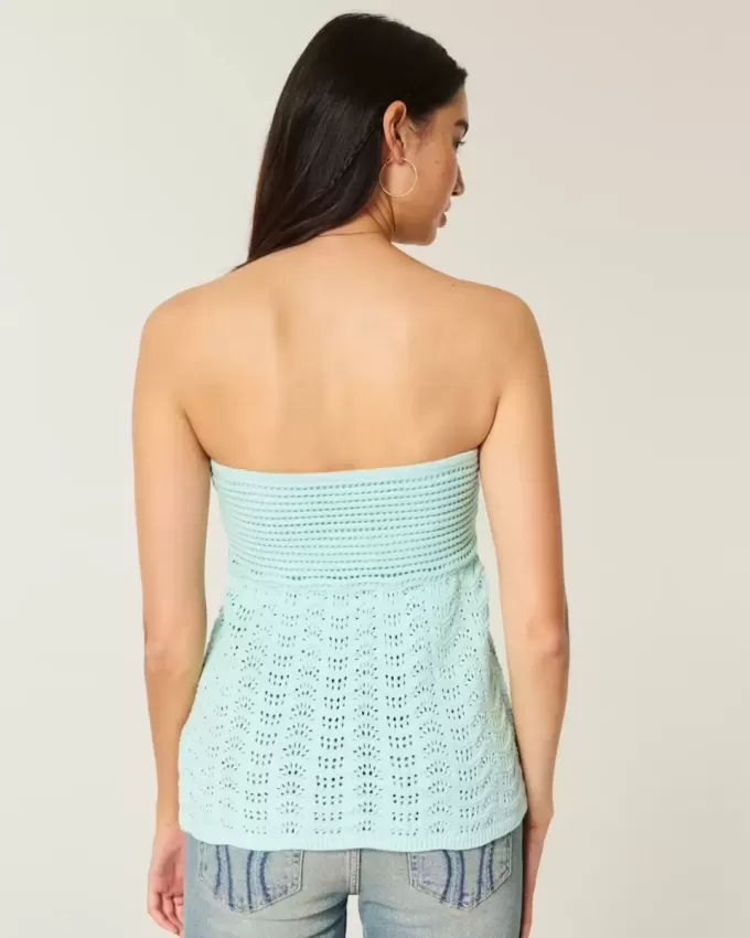 Top Babydoll în stil croșetat, fără bretele Top Babydoll în stil croșetat, fără bretele